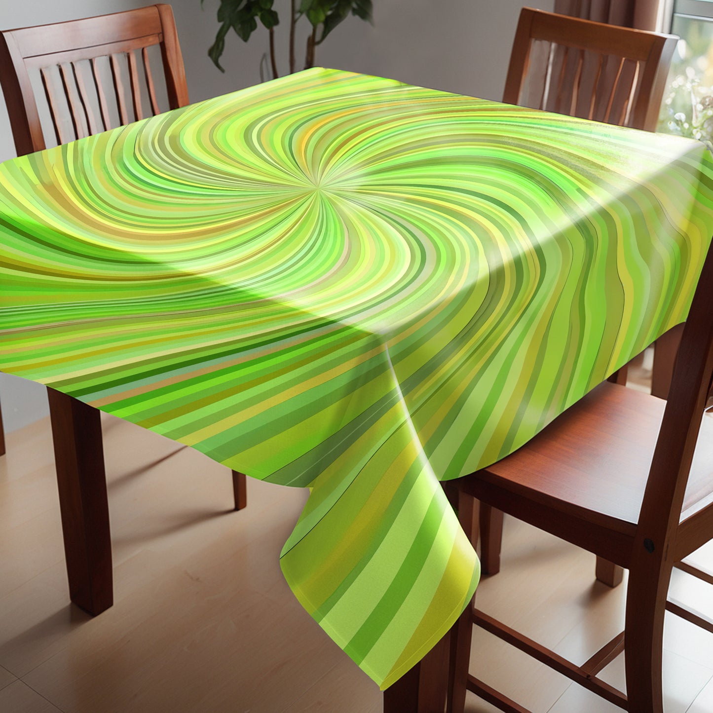 Light Green Swirl Square Tablecloth