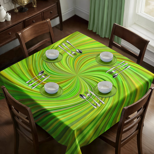 Light Green Swirl Square Tablecloth