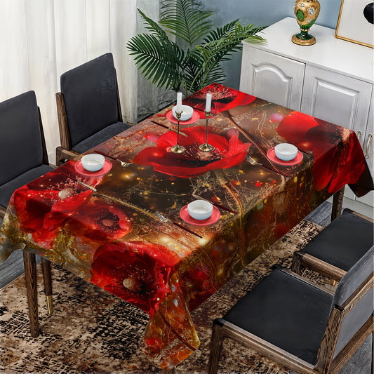 Lightened Poppies Rectangle Tablecloth