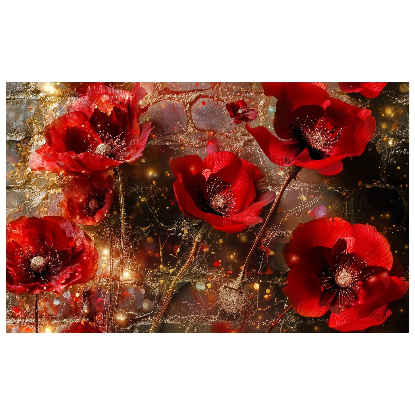 Lightened Poppies Rectangle Tablecloth