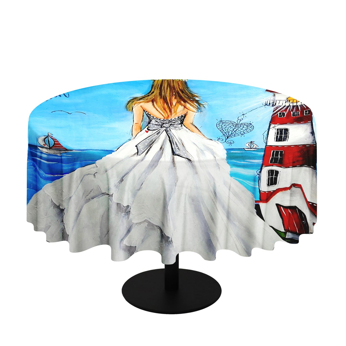 Lighthouse Lady Round Tablecloth By Lanie Wolvaardt