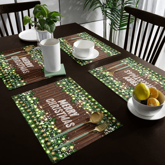 Lights on Wood Christmas Placemats