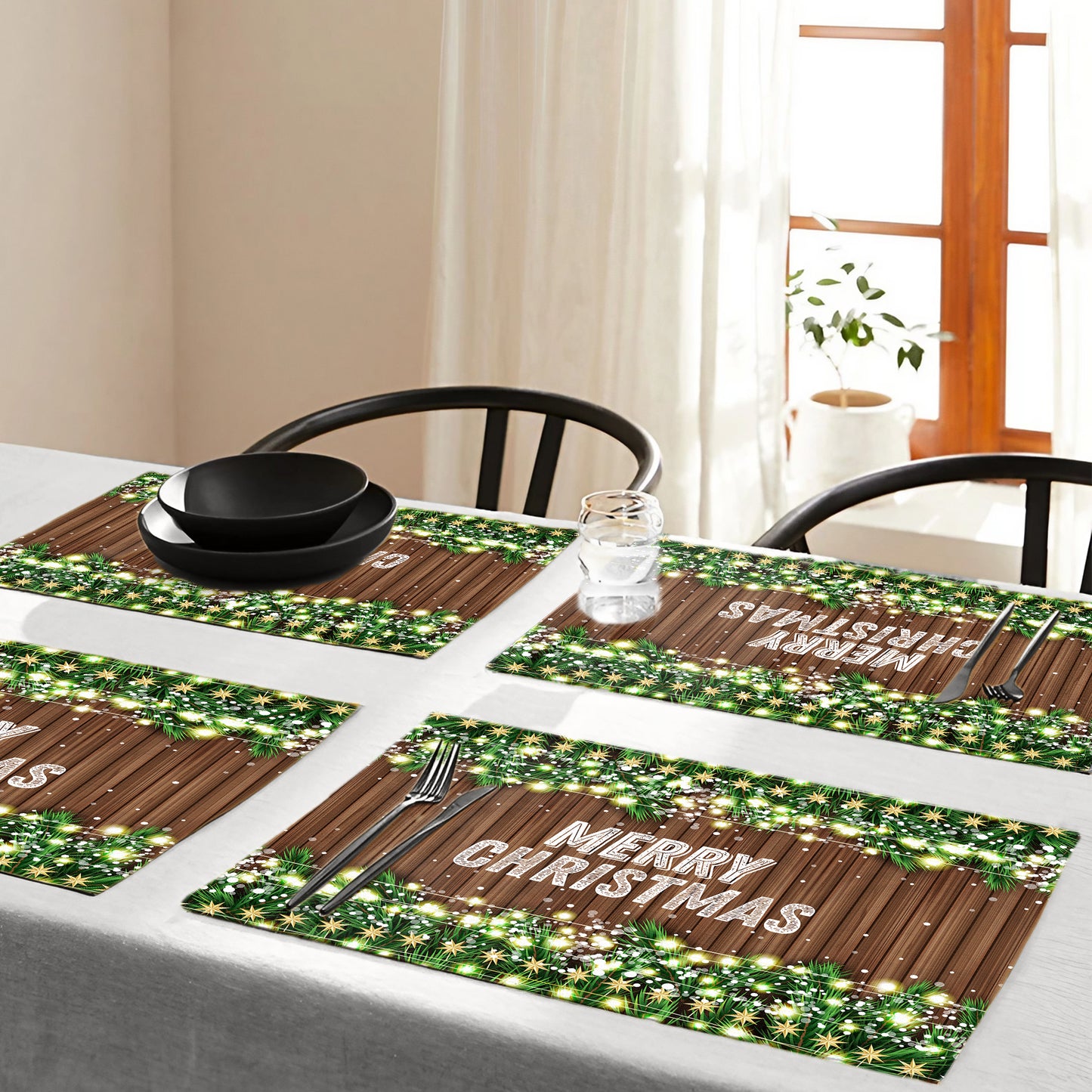 Lights on Wood Christmas Placemats