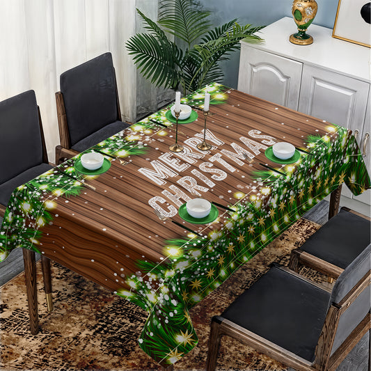 Lights on Wood Christmas Rectangle Tablecloth
