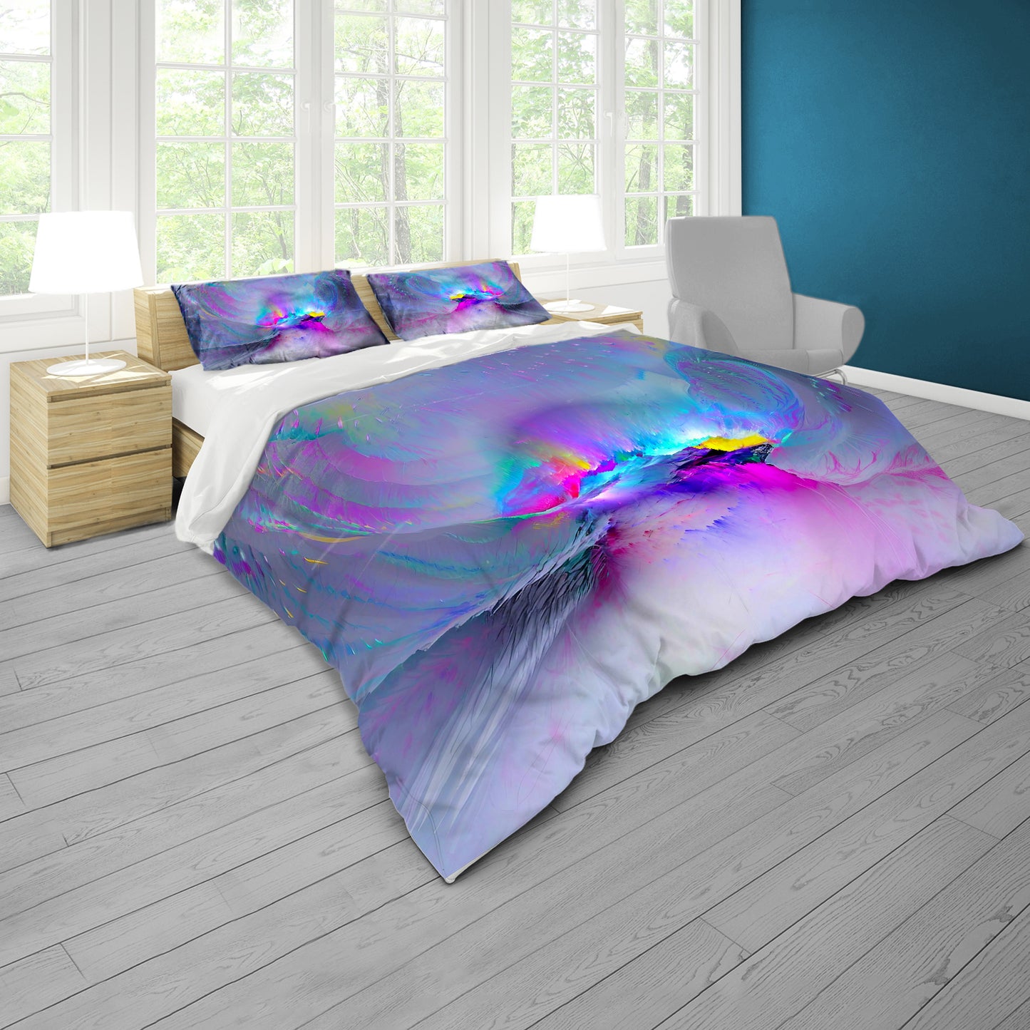 Lilac Beams Duvet Cover Set