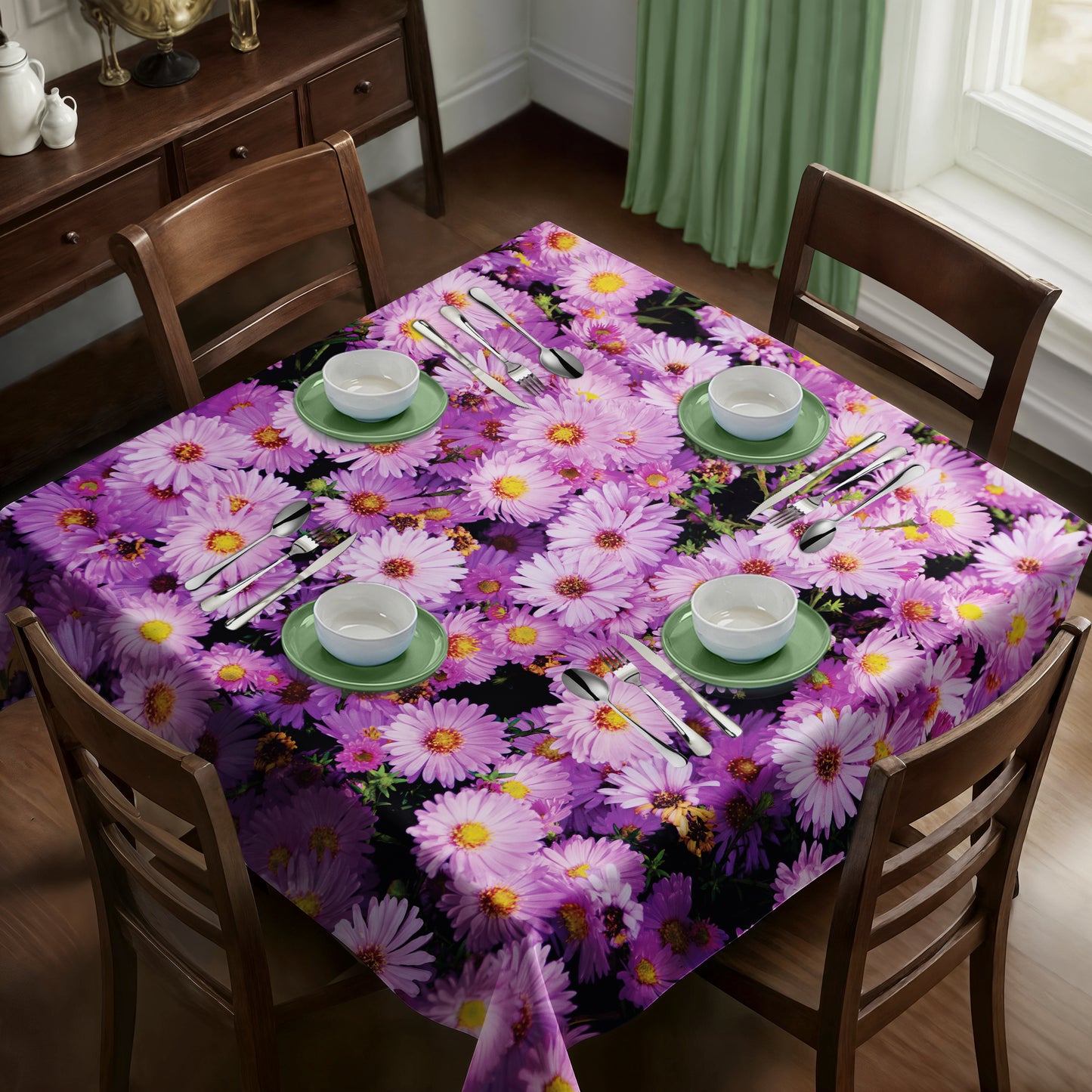 Lilac Daisies Square Tablecloth