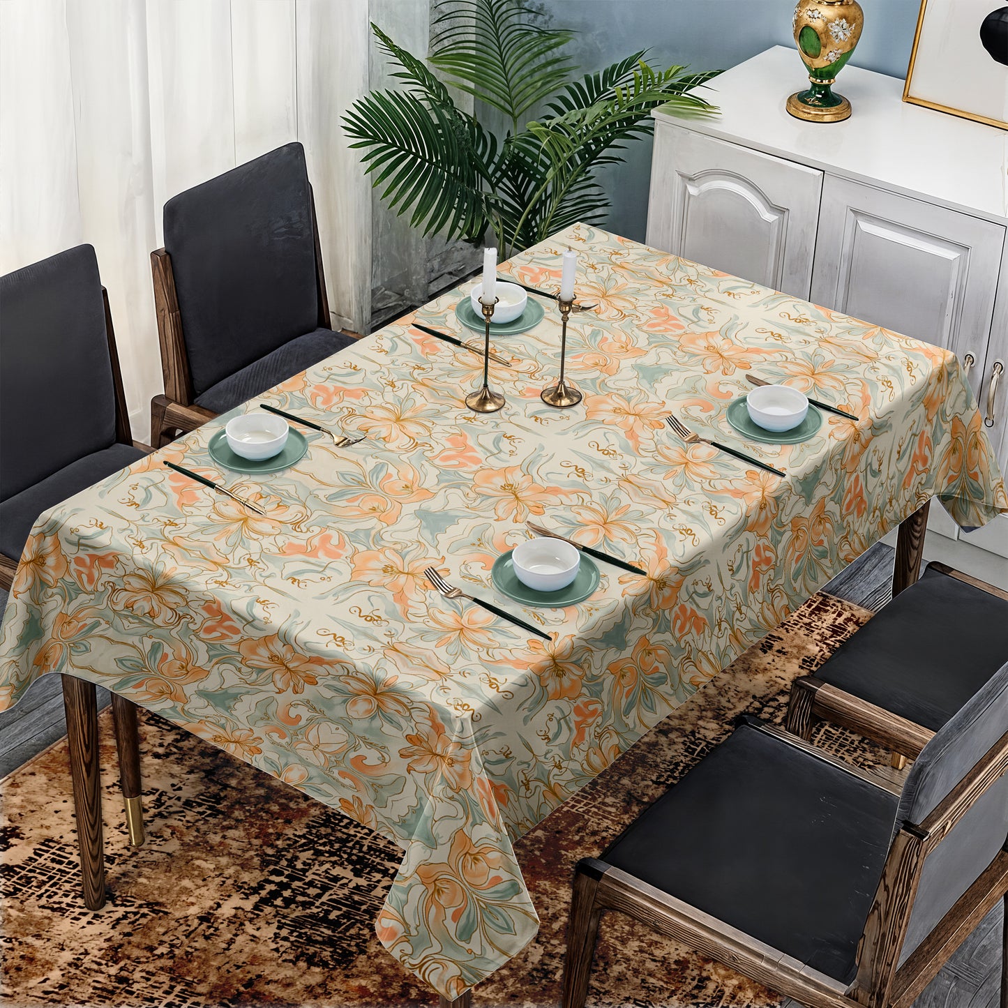 Lilies On Cream Rectangle Tablecloth