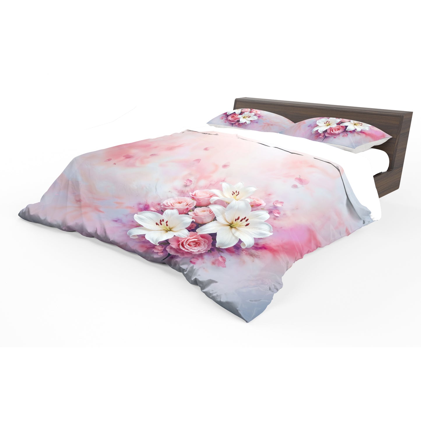 Lily Pink Roses Duvet Cover Set