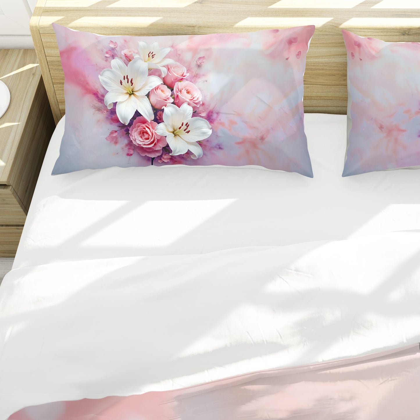Lily Pink Roses Duvet Cover Set