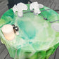 Lime Marble Abstract Round Tablecloth