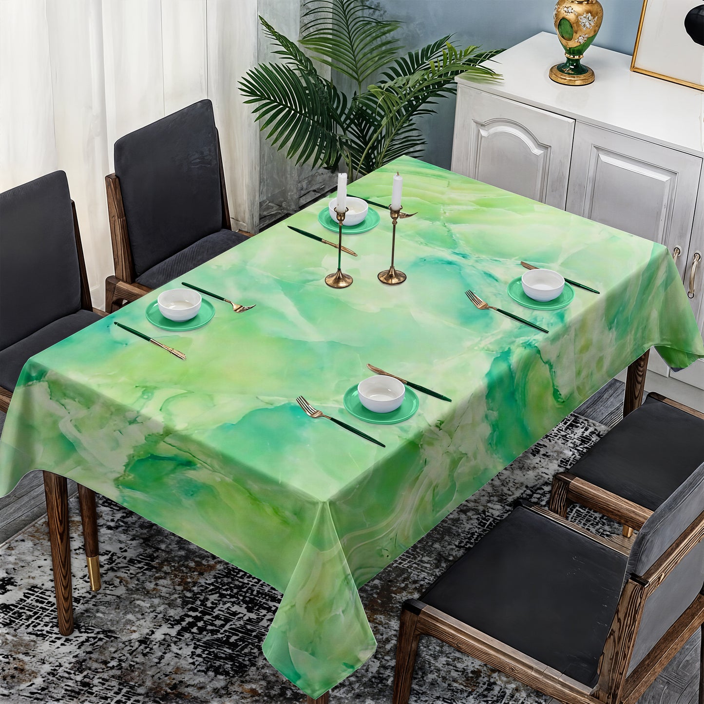 Lime Marble Abstract Rectangle Tablecloth