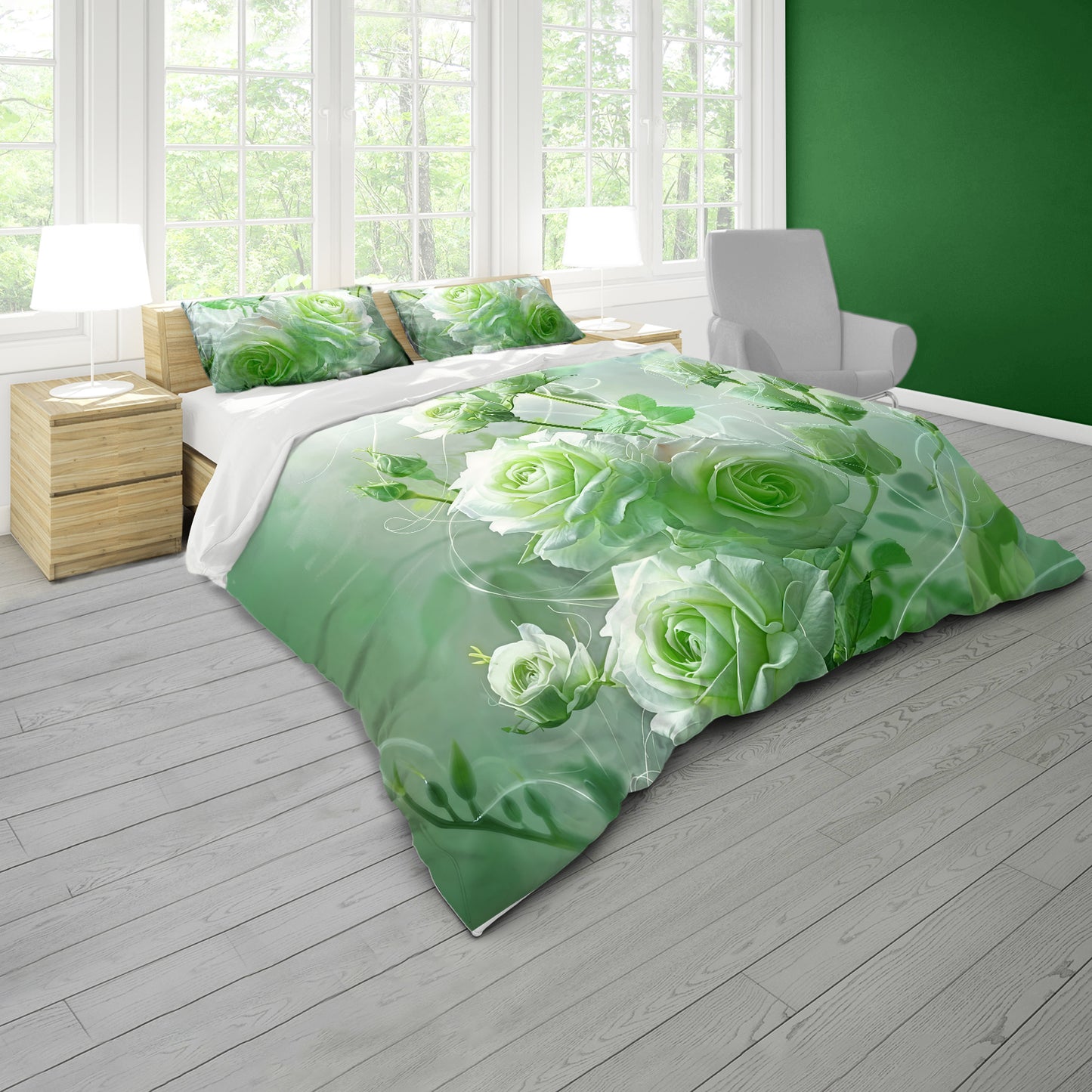 Lime Rose Duvet Cover Set