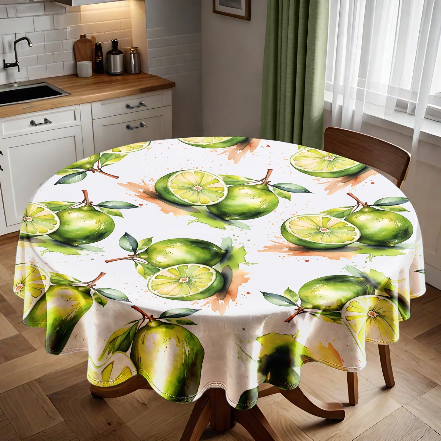 Lime Round Tablecloth by Mark van Vuuren