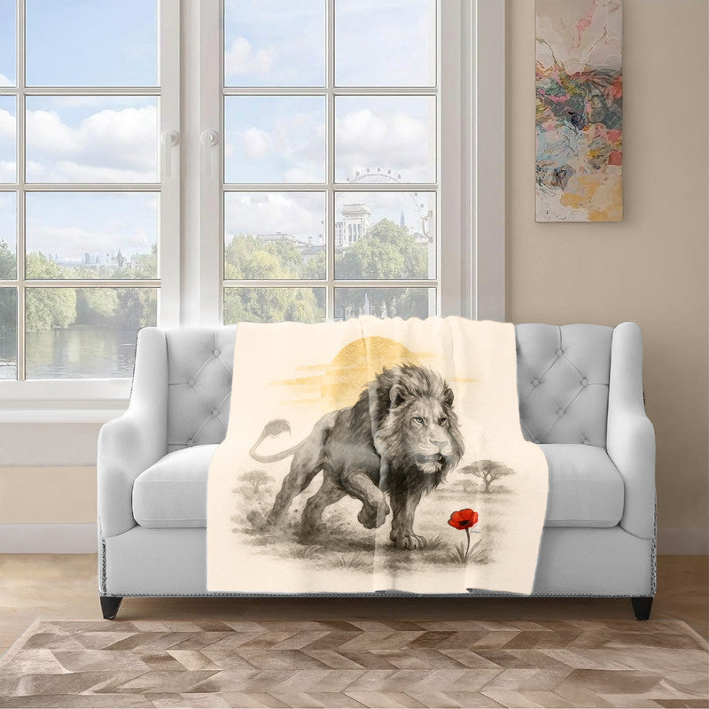 Lion At First Light Light Weight Fleece Blanket by Nathan Pieterse