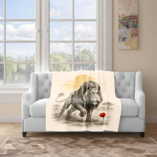 Lion At First Light Light Weight Fleece Blanket by Nathan Pieterse