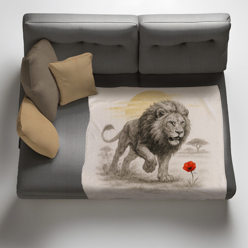 Lion At First Light Light Weight Fleece Blanket by Nathan Pieterse