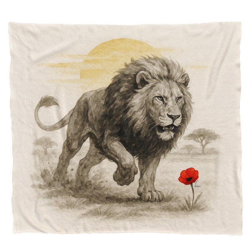 Lion At First Light Light Weight Fleece Blanket by Nathan Pieterse