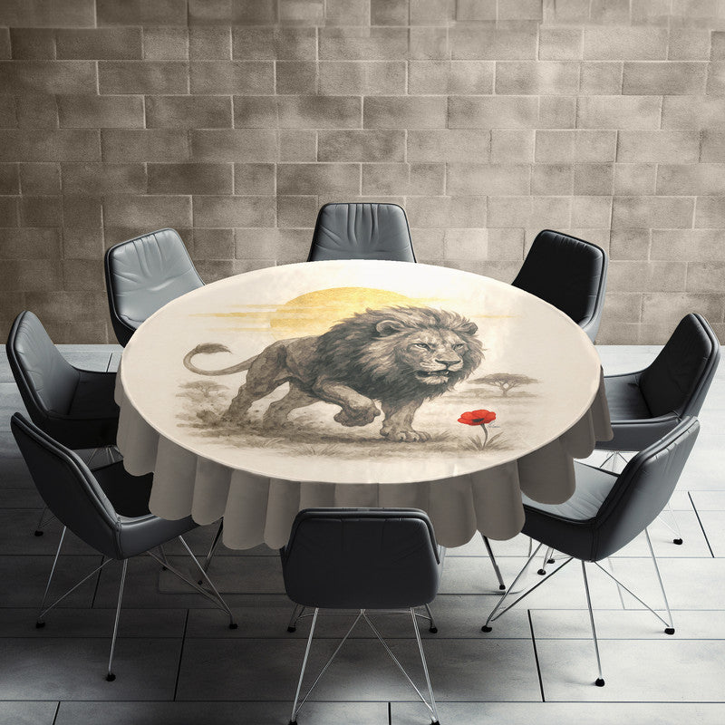 Lion At First Light Round Tablecloth by Nathan Pieterse