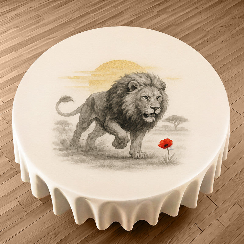 Lion At First Light Round Tablecloth by Nathan Pieterse