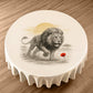 Lion At First Light Round Tablecloth by Nathan Pieterse