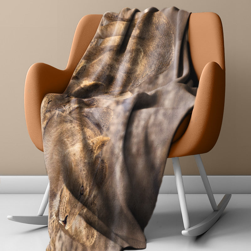 Lions Resting Light Weight Fleece Blanket By Fanie Heymans