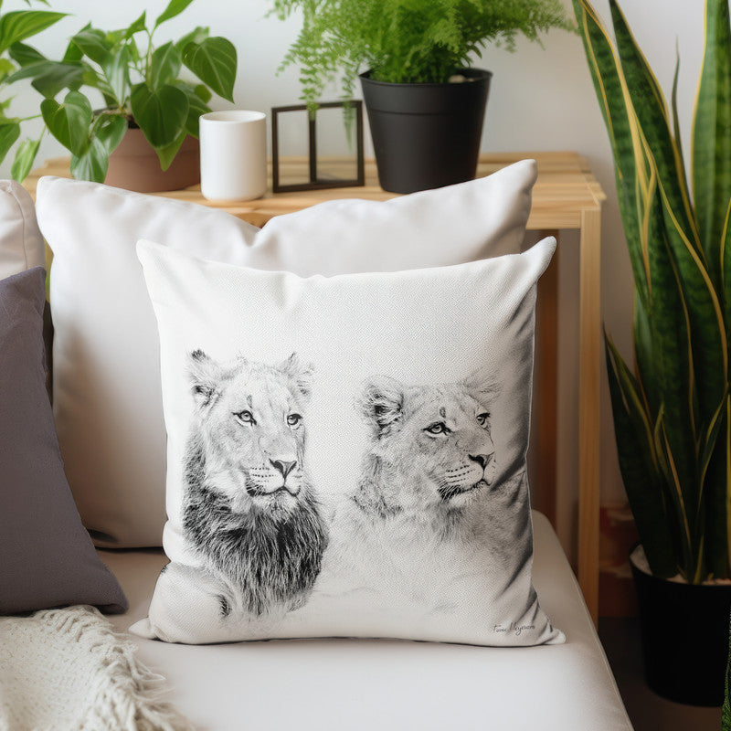 Teenager Lion Black & White Luxury Scatter By Fanie Heymans
