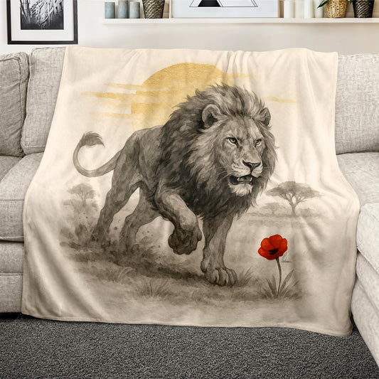 Lion At First Light Light Weight Fleece Blanket by Nathan Pieterse