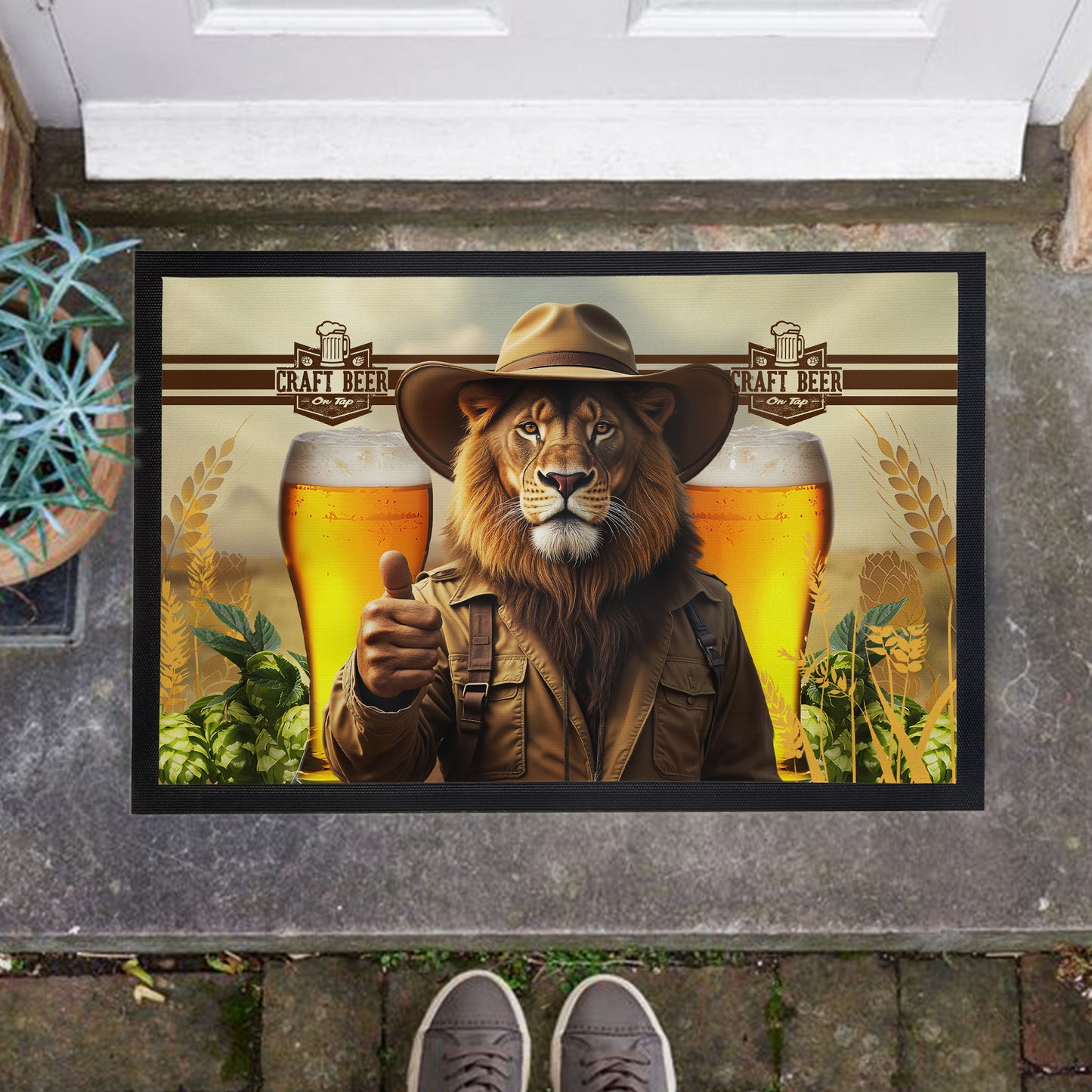 Lion Craft Beer Door Mat