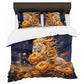 Lion Crowned in Peonies Duvet Cover Set
