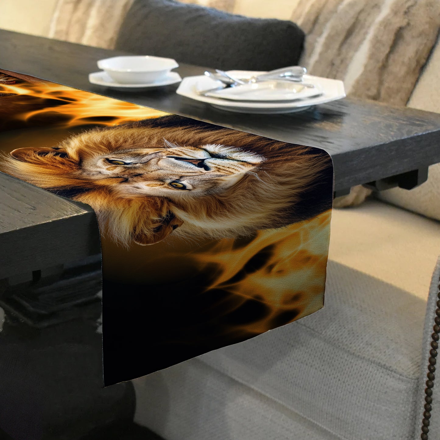 Lion Imperial Flame Table Runner