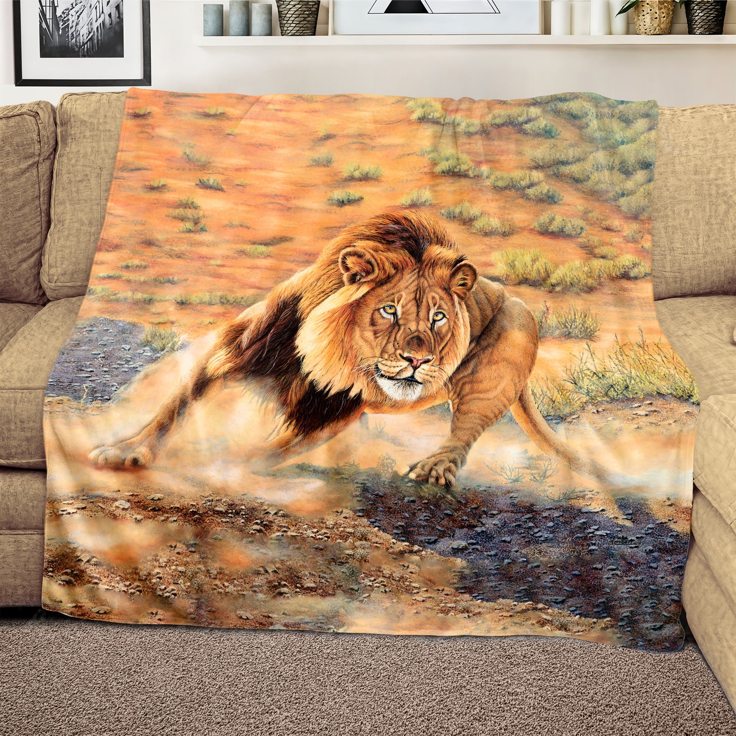 Lion Light Weight Fleece Blanket by Delene Lambert