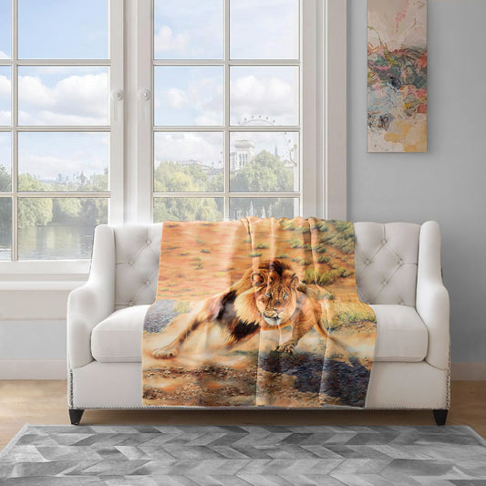 Lion Light Weight Fleece Blanket by Delene Lambert