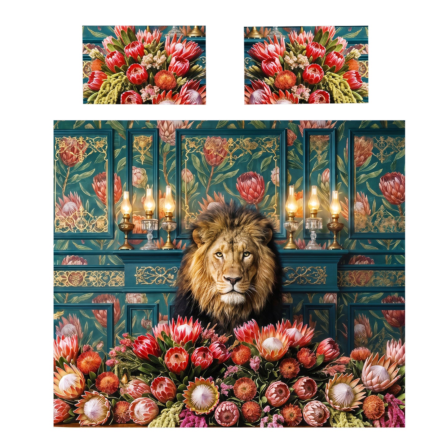 Lion & Protea Duvet Cover Set