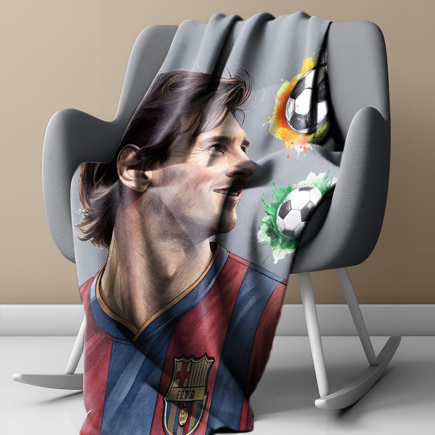 Lionell Messi Light Weight Fleece Blanket by Mark van Vuuren