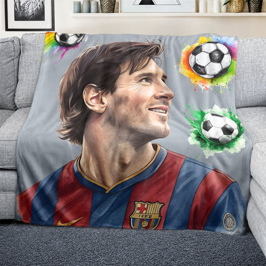 Lionell Messi Light Weight Fleece Blanket by Mark van Vuuren