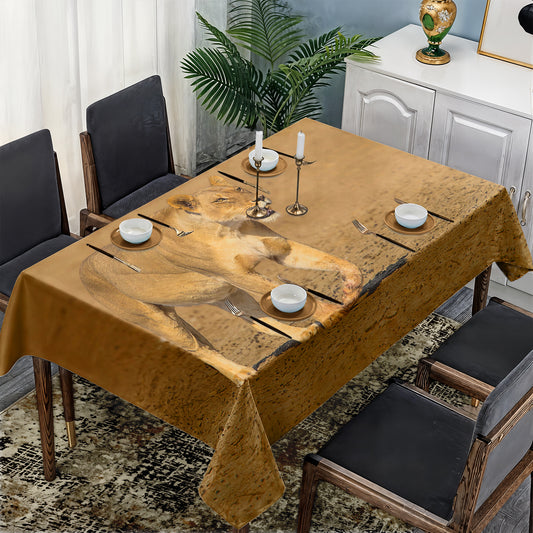 Lioness Strolling in Nossob Riverbed By Fanie Heymans Rectangle Tablecloth