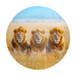Three Male Lions Round Tablecloth