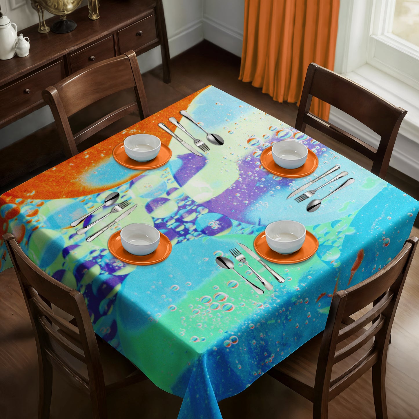 Liquid  Oil Colored Whispers Square Tablecloth