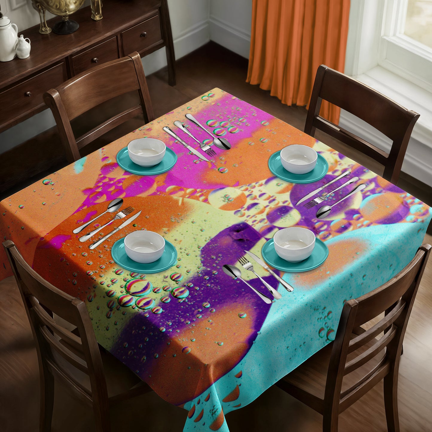 Liquid  Oil Mixed Color Square Tablecloth