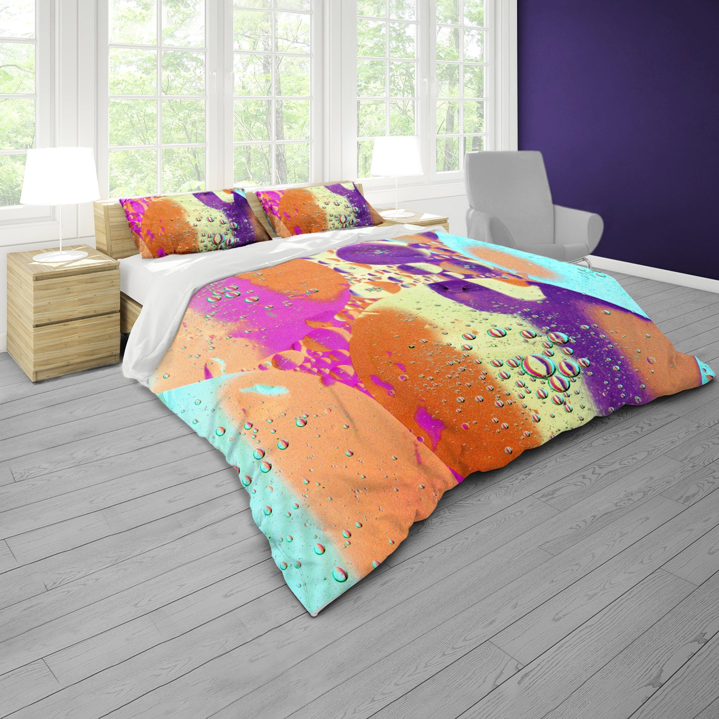 Liquid  Oil Mixed Color Whispers Duvet Cover Set