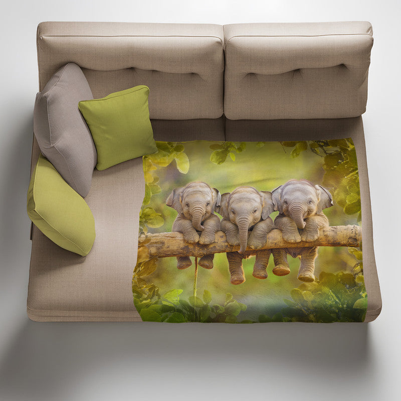 Little Elephants Light Weight Fleece Blanket