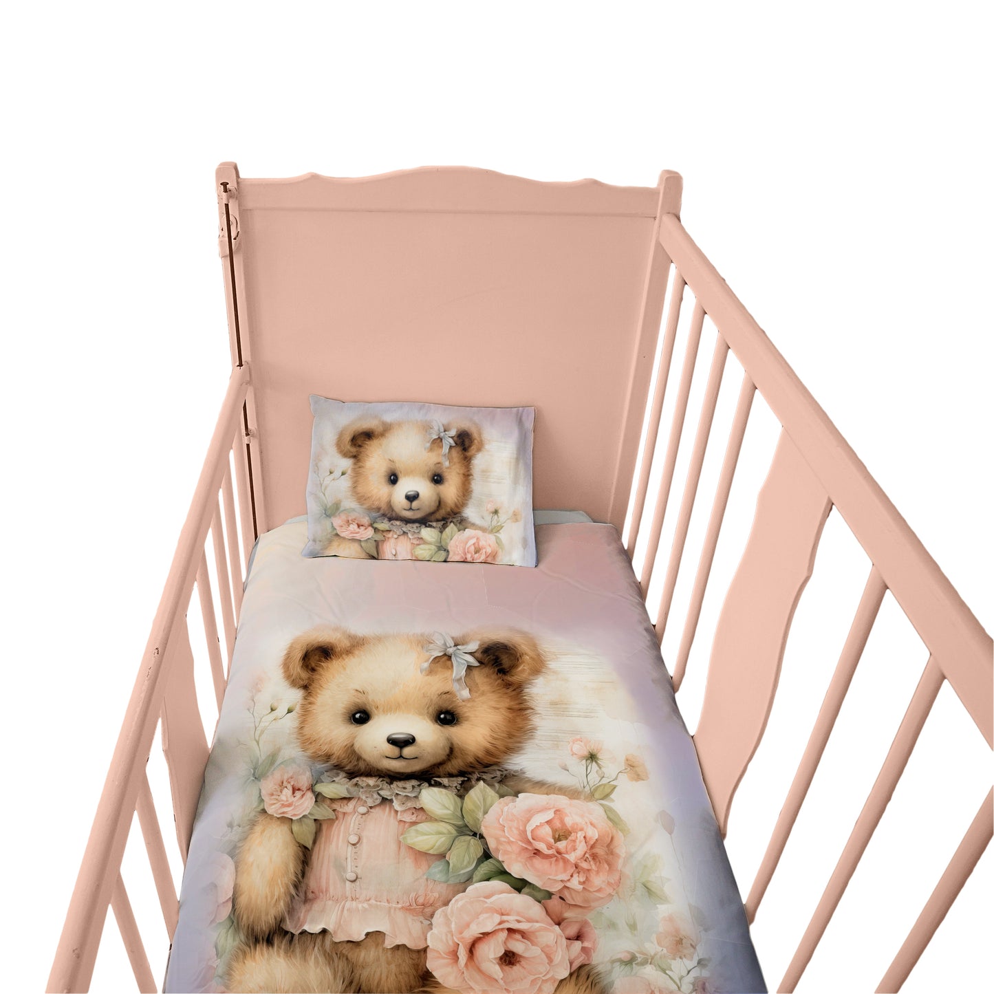 Little Floral Teddy Cot Set