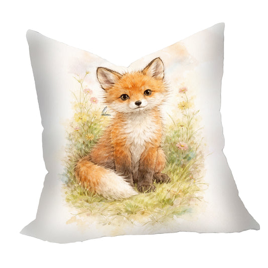 Little Fox Sitting Watercolor Kids Scatter by Nathan Pieterse