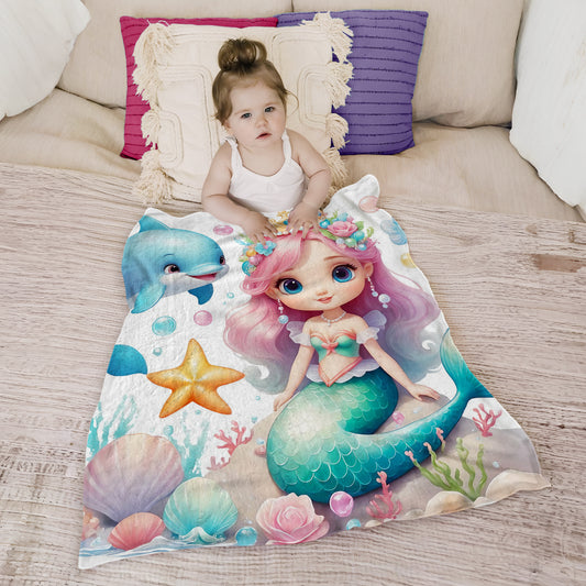 Little Mermaid Princess Toddler Fleece Blanket