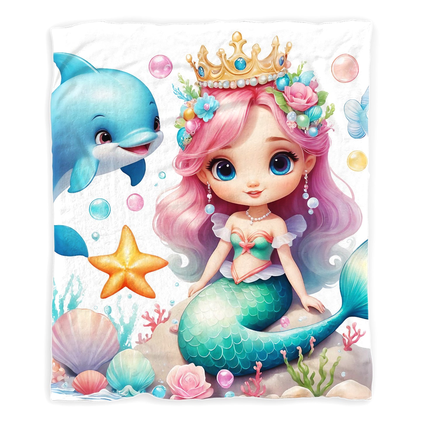 Little Mermaid Princess Toddler Fleece Blanket