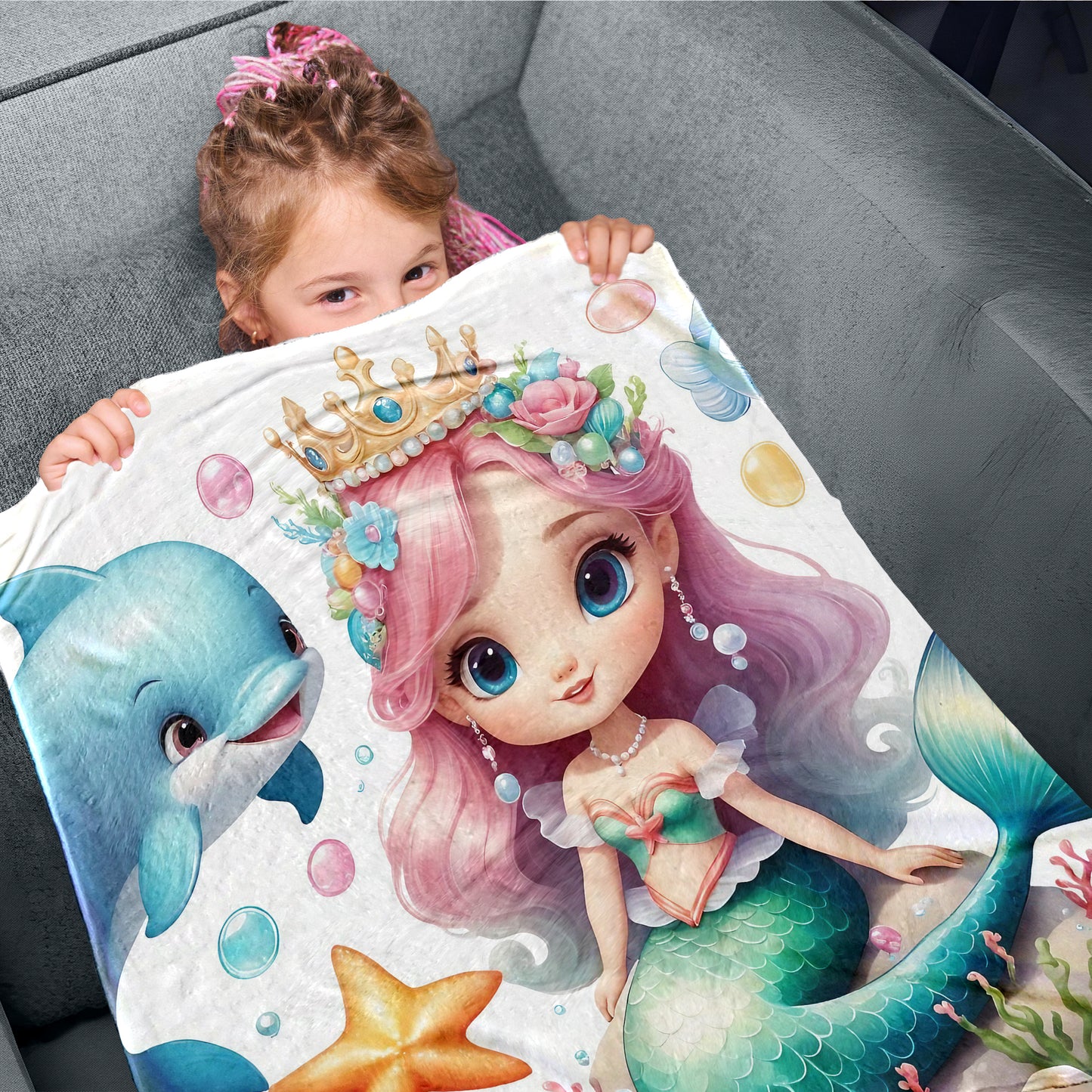 Little Mermaid Princess Toddler Fleece Blanket