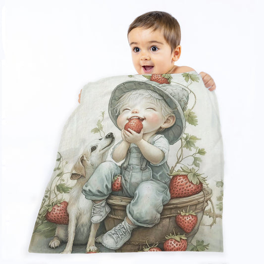 Little Strawberry Eater Toddler Fleece Blanket