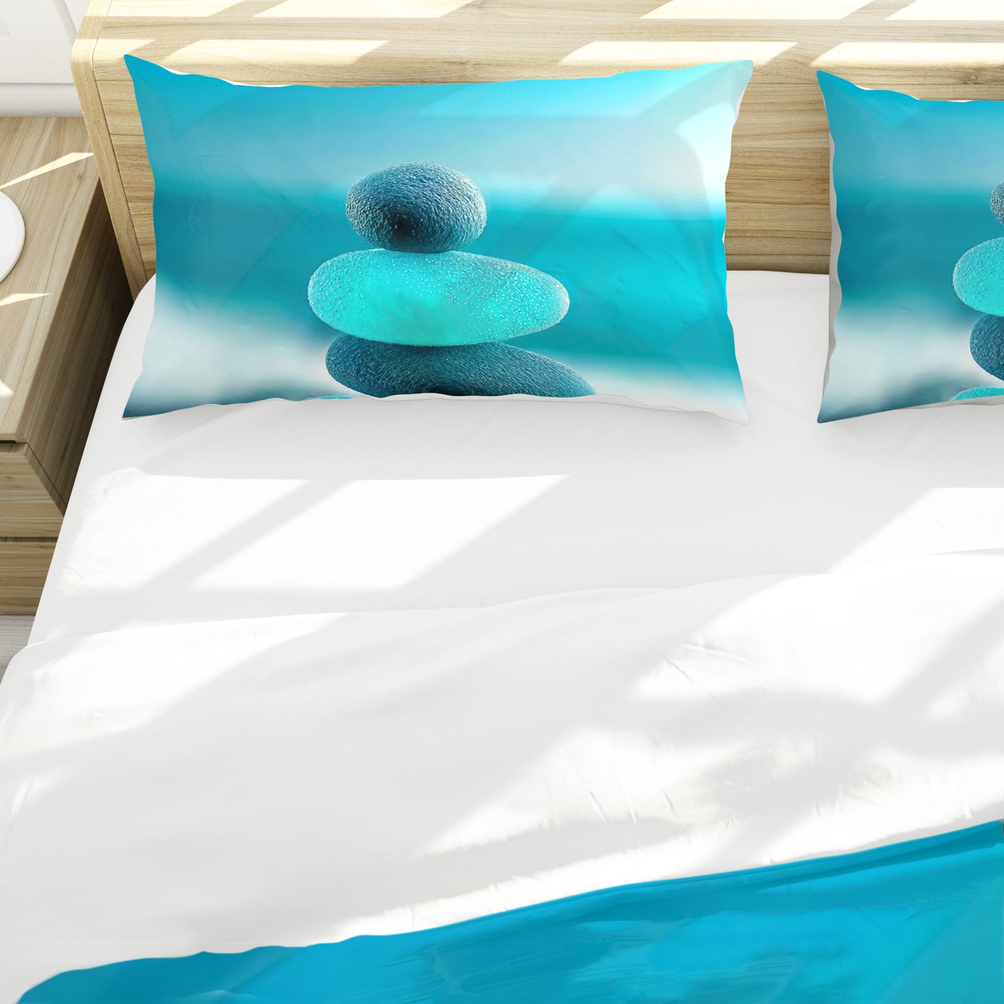 Luminous Aqua Stone Mound Duvet Cover Set