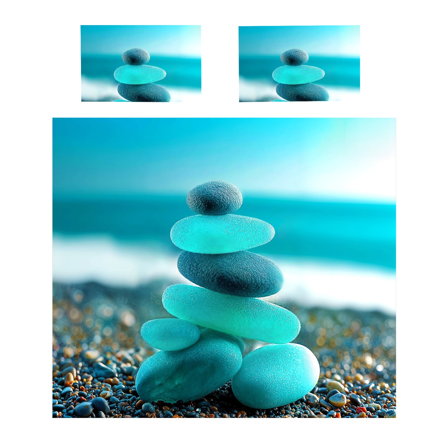 Luminous Aqua Stone Mound Duvet Cover Set