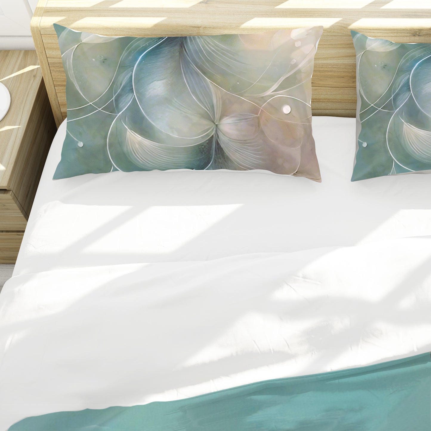 Luminous Beige & Green Duvet Cover Set